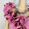 ILGWU Vintage Cottage Chic Dress 8 Purple Ruffle Drop Waist Maxi Gown Belted