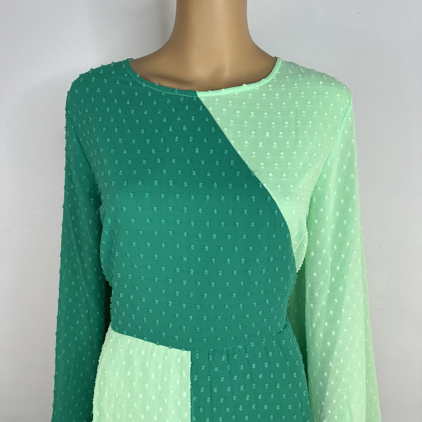 Asos design Textured Twist Maxi Dress 14 Green Bubble Long Sleeves Scoop Neck