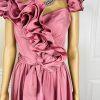ILGWU Vintage Cottage Chic Dress 8 Purple Ruffle Drop Waist Maxi Gown Belted