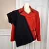 LARRY LEVINE 2PC Ginger Black Double Breasted Polyester Blend Pant Suit Size 8