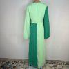 Asos design Textured Twist Maxi Dress 14 Green Bubble Long Sleeves Scoop Neck
