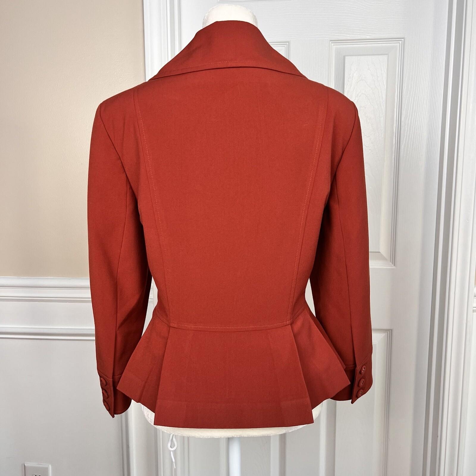 LARRY LEVINE 2PC Ginger Black Double Breasted Polyester Blend Pant Suit Size 8