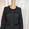 ALFANI 1PC Women Black Tweed Metallic Lined Collarless Blazer Size 4