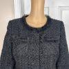ALFANI 1PC Women Black Tweed Metallic Lined Collarless Blazer Size 4