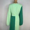 Asos design Textured Twist Maxi Dress 14 Green Bubble Long Sleeves Scoop Neck