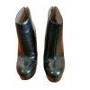 CHIARA FERRAGNI Made In Italy Deep Green Leather High Heels Booties Size 8