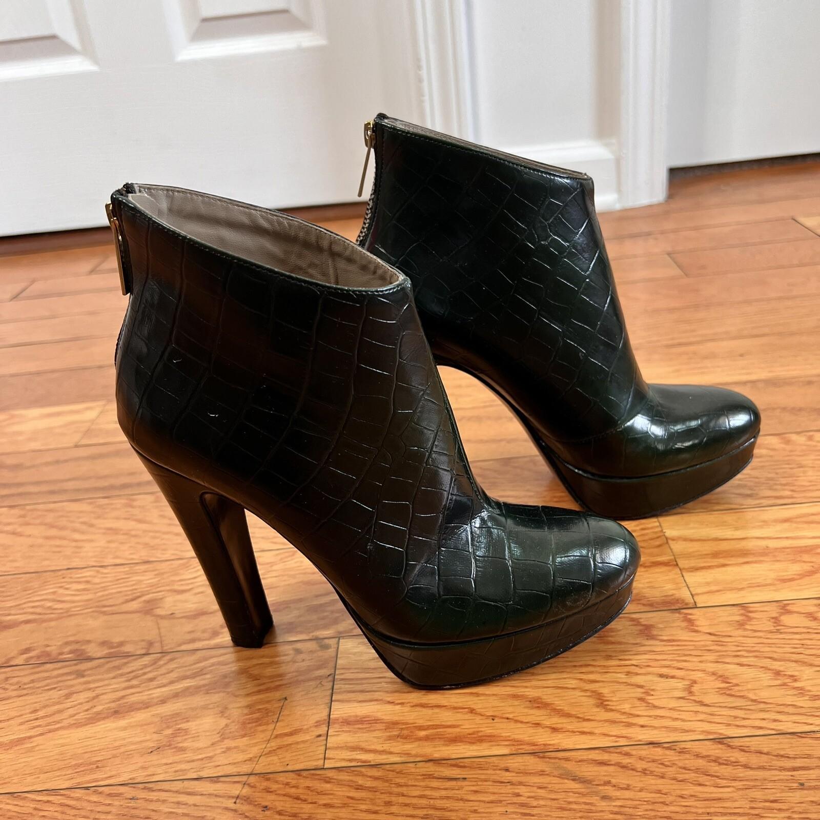 CHIARA FERRAGNI Made In Italy Deep Green Leather High Heels Booties Size 8