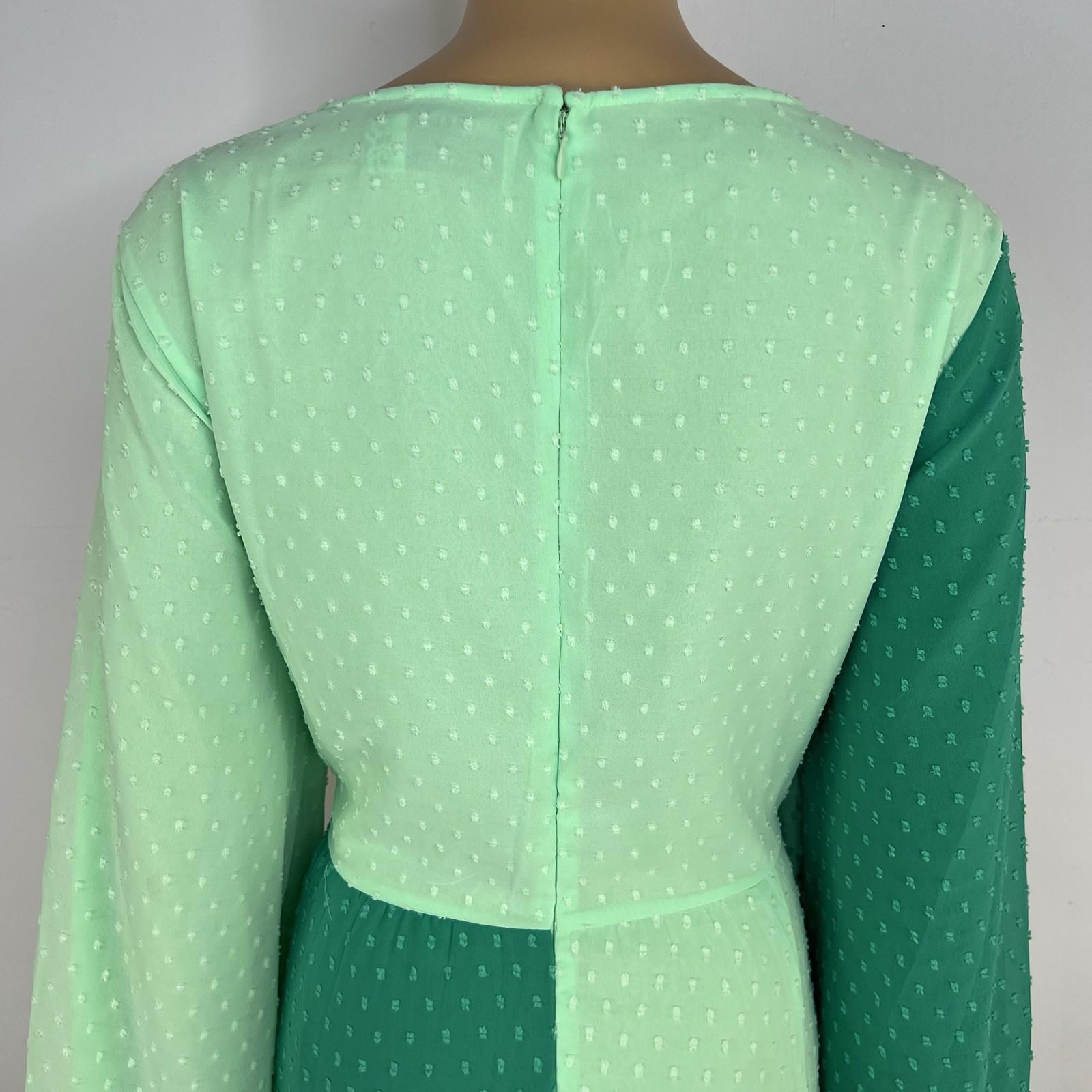 Asos design Textured Twist Maxi Dress 14 Green Bubble Long Sleeves Scoop Neck
