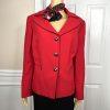 New KASPER 3PC Red Black Polyester Lined Cocktail Skirt Suit Size  14W Twill