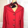 New KASPER 3PC Red Black Polyester Lined Cocktail Skirt Suit Size  14W Twill