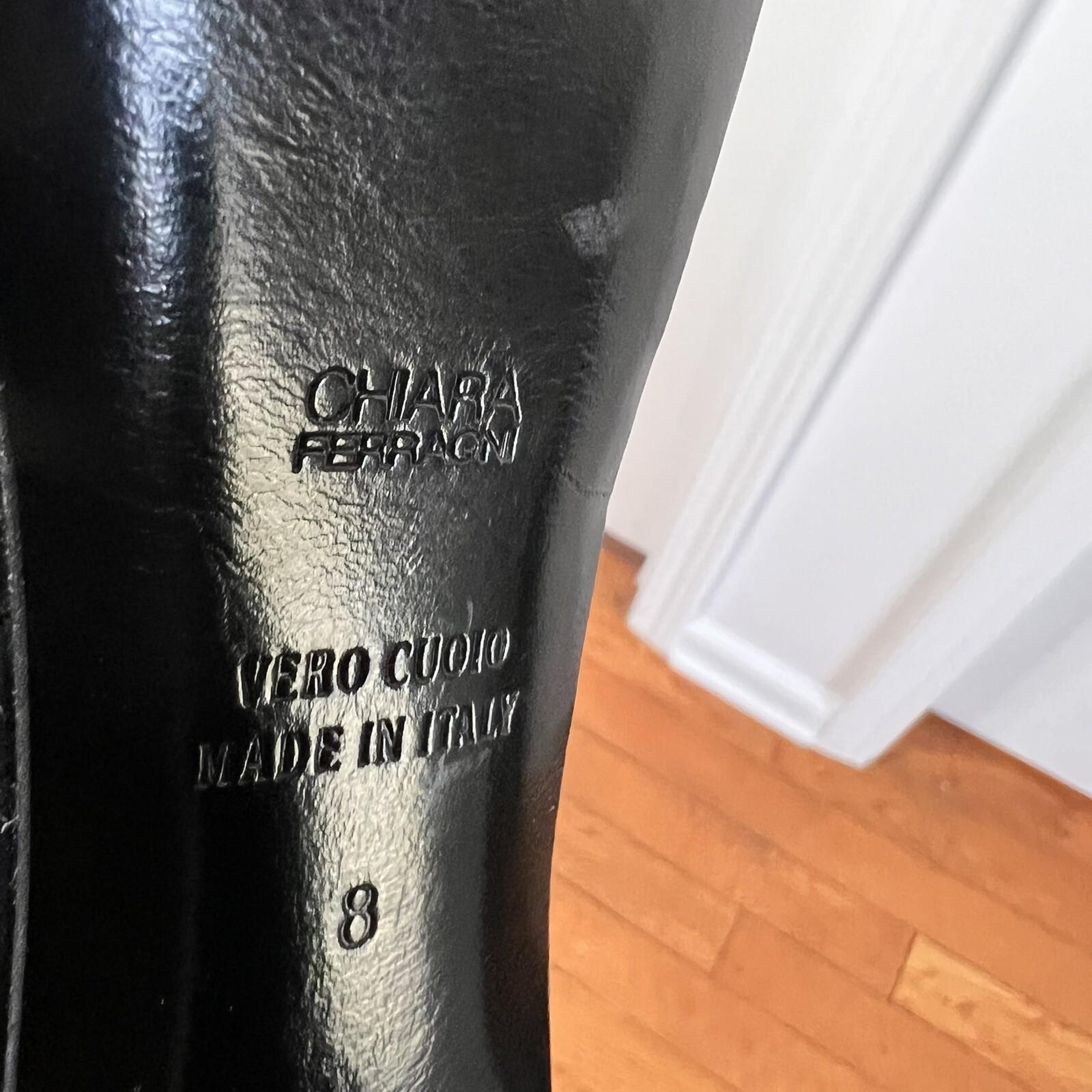 CHIARA FERRAGNI Made In Italy Deep Green Leather High Heels Booties Size 8
