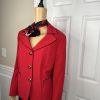 New KASPER 3PC Red Black Polyester Lined Cocktail Skirt Suit Size  14W Twill