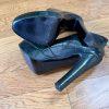 CHIARA FERRAGNI Made In Italy Deep Green Leather High Heels Booties Size 8