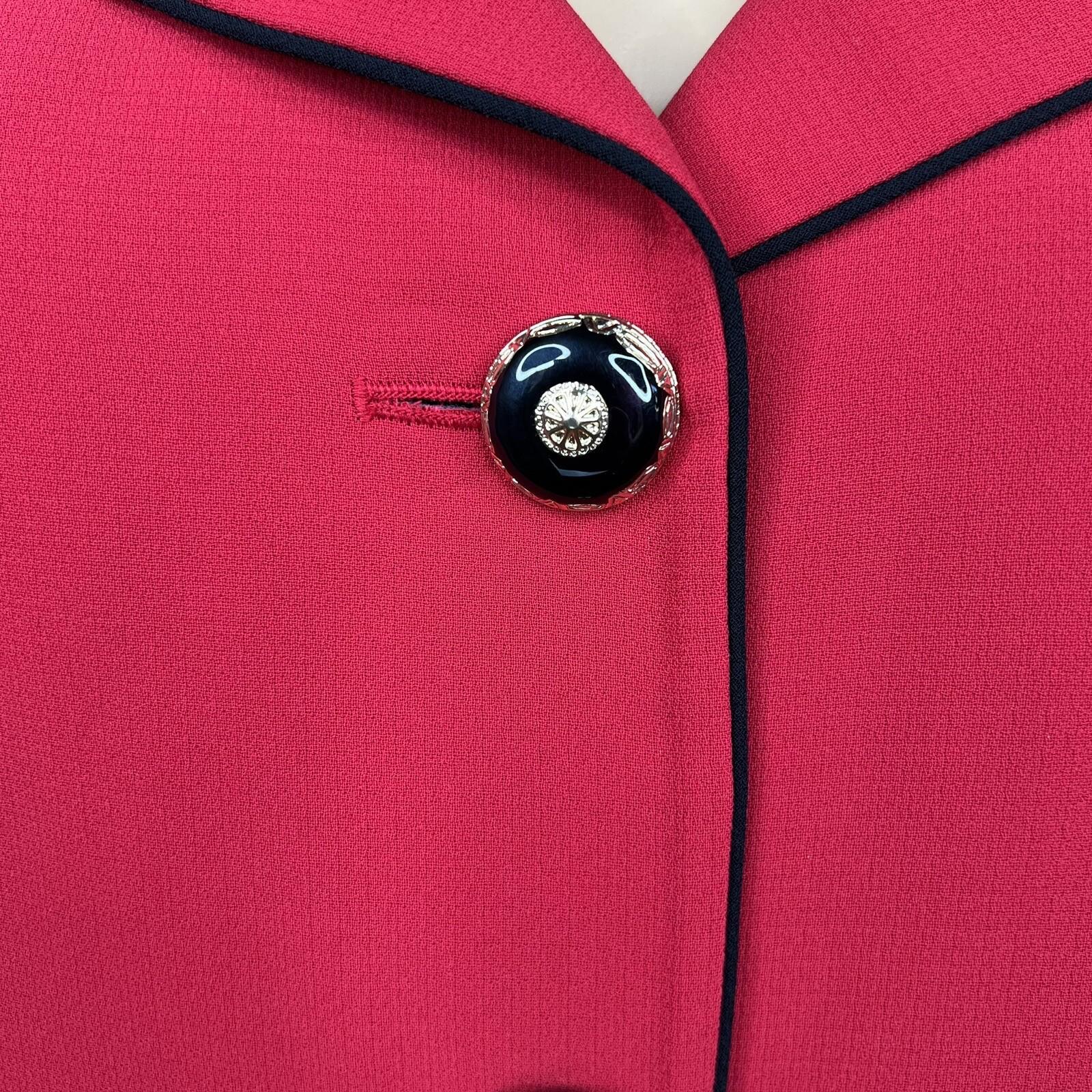 New KASPER 3PC Red Black Polyester Lined Cocktail Skirt Suit Size  14W Twill