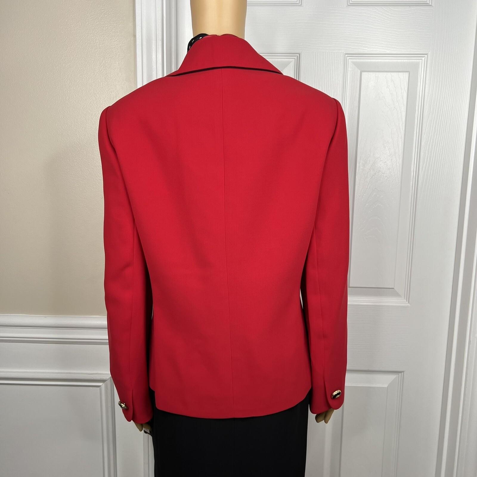 New KASPER 3PC Red Black Polyester Lined Cocktail Skirt Suit Size  14W Twill