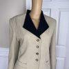 10-7571.jpg Kasper ASL Polyester Skirt 10 Suit 10P Beige Black Stand Up Collar Lined 2PC