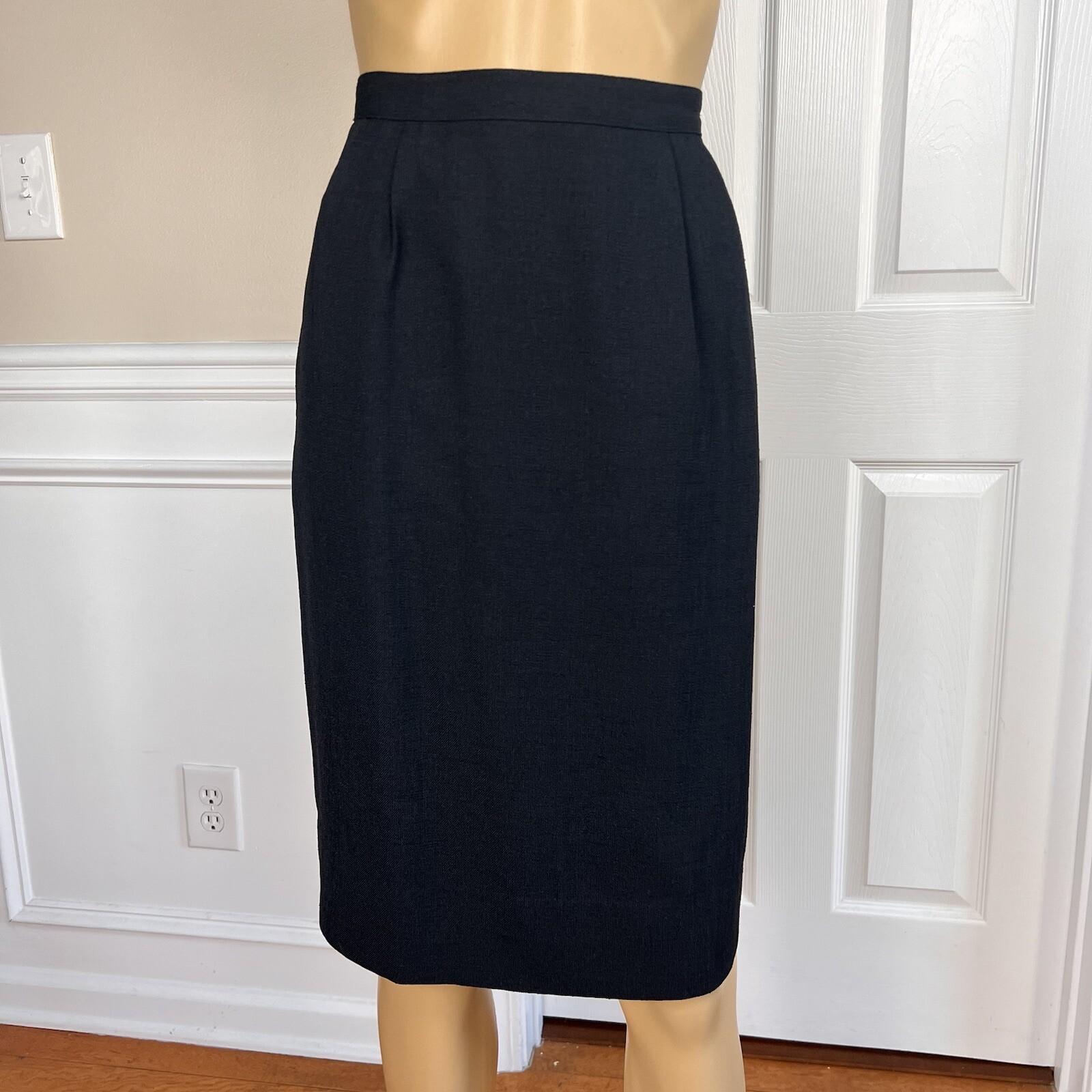 10-7572.jpg Kasper ASL Polyester Skirt 10 Suit 10P Beige Black Stand Up Collar Lined 2PC