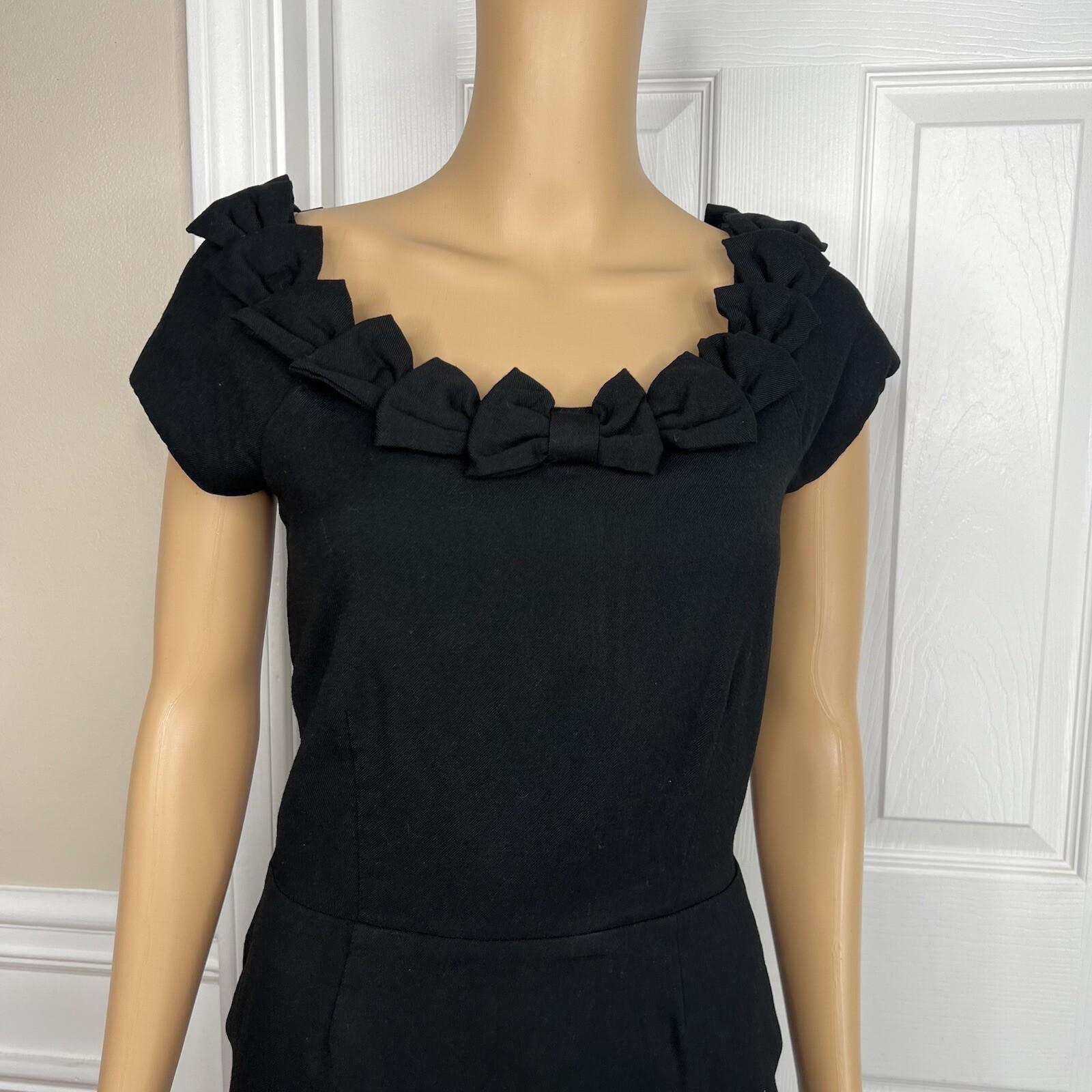 Kate Spade Wool Spandex Dress Size 2 Lined Sleeveless Bow Embellished A line