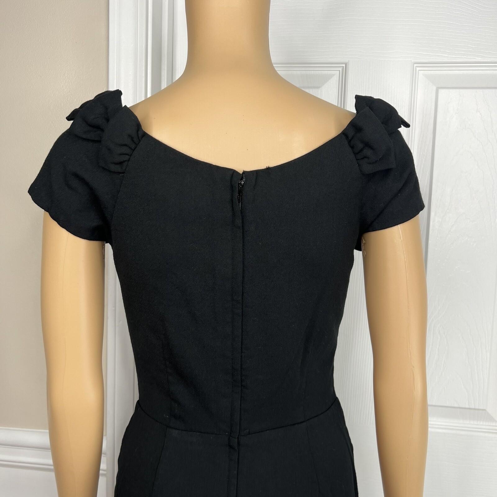 Kate Spade Wool Spandex Dress Size 2 Lined Sleeveless Bow Embellished A line