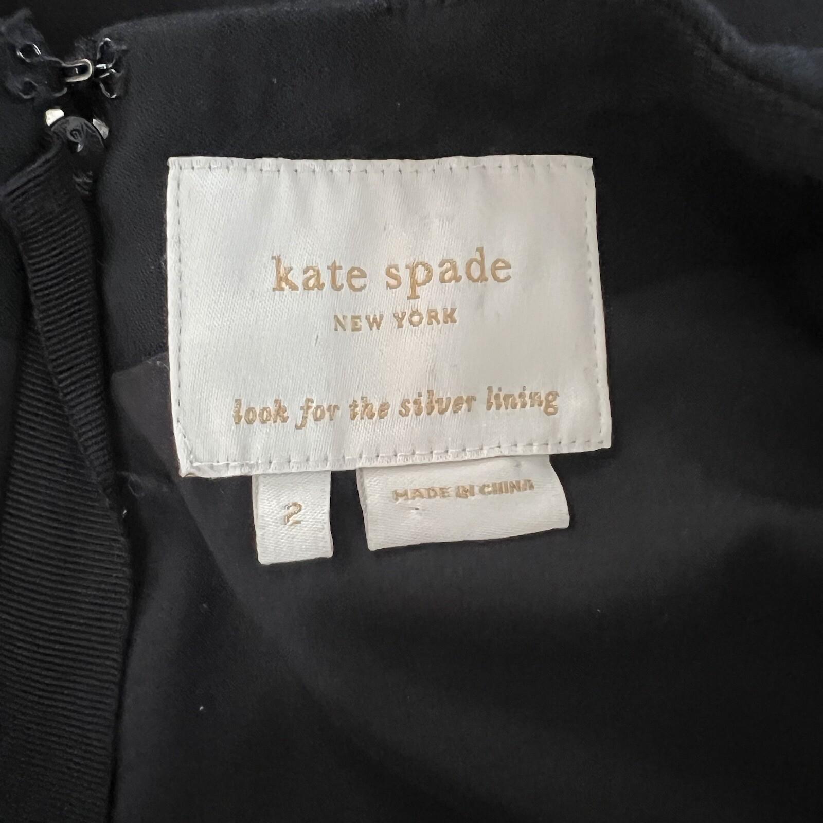Kate Spade Wool Spandex Dress Size 2 Lined Sleeveless Bow Embellished A line