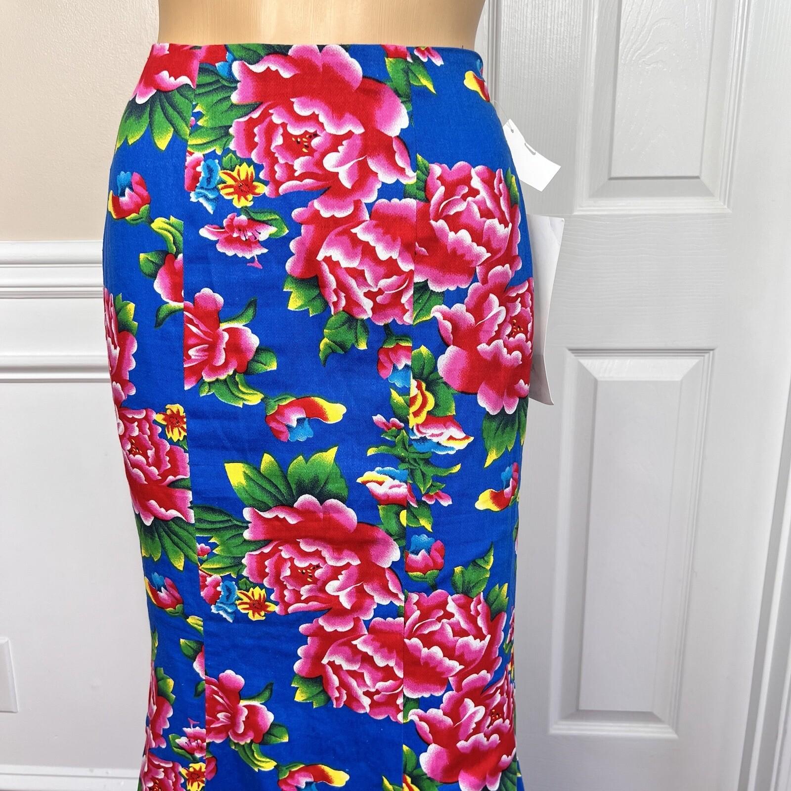 10-7596.jpg Tiffany Design Cotton Skirt Size 2 Royal Garden Mermaid Lined Formal Long Train