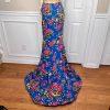 10-7598.jpg Tiffany Design Cotton Skirt Size 2 Royal Garden Mermaid Lined Formal Long Train