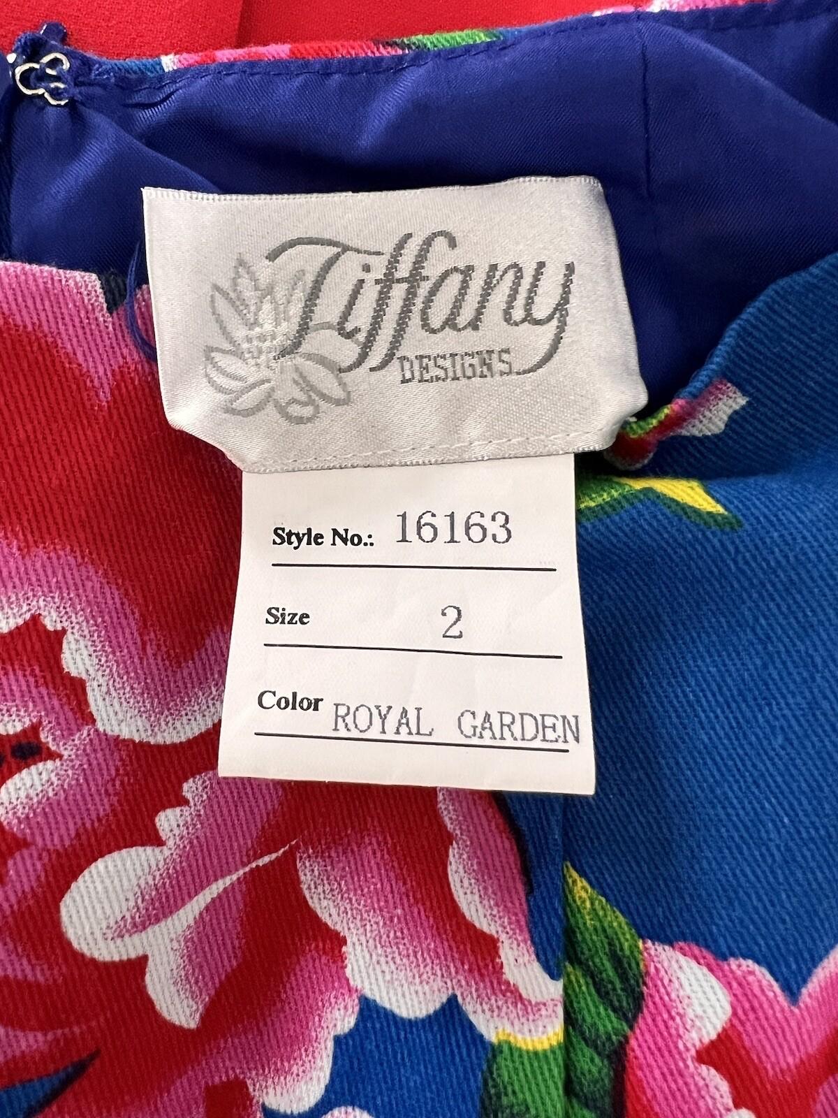 10-7601.jpg Tiffany Design Cotton Skirt Size 2 Royal Garden Mermaid Lined Formal Long Train