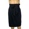 BCBG Maxazria Wool Blend Skirt 10 Black Paper bag Waist Belted Fashionable Chic