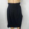 BCBG Maxazria Wool Blend Skirt 10 Black Paper bag Waist Belted Fashionable Chic