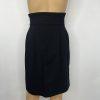 BCBG Maxazria Wool Blend Skirt 10 Black Paper bag Waist Belted Fashionable Chic