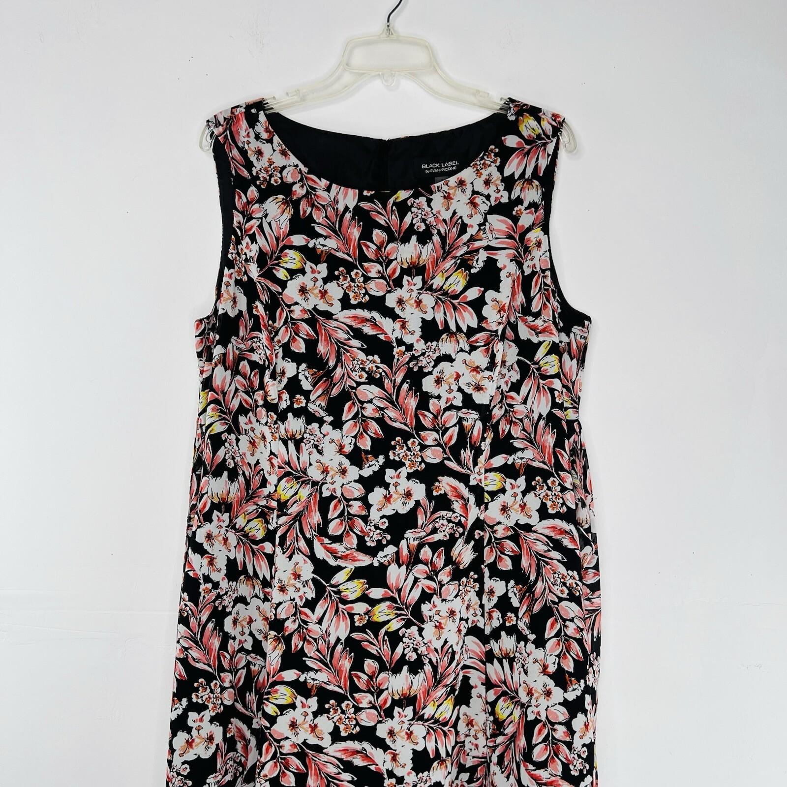 Evan Picone Women Dress Size 16 Floral Multicolored Ruffle Sleeveless Belted