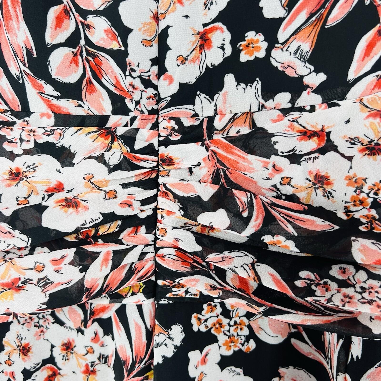 Evan Picone Women Dress Size 16 Floral Multicolored Ruffle Sleeveless Belted