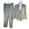 Le Suit Women Polyester Pant Suit 12P Light Gray Notch Collar Crepe Career 2PC