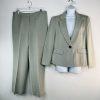 Le Suit Women Polyester Pant Suit 12P Light Gray Notch Collar Crepe Career 2PC