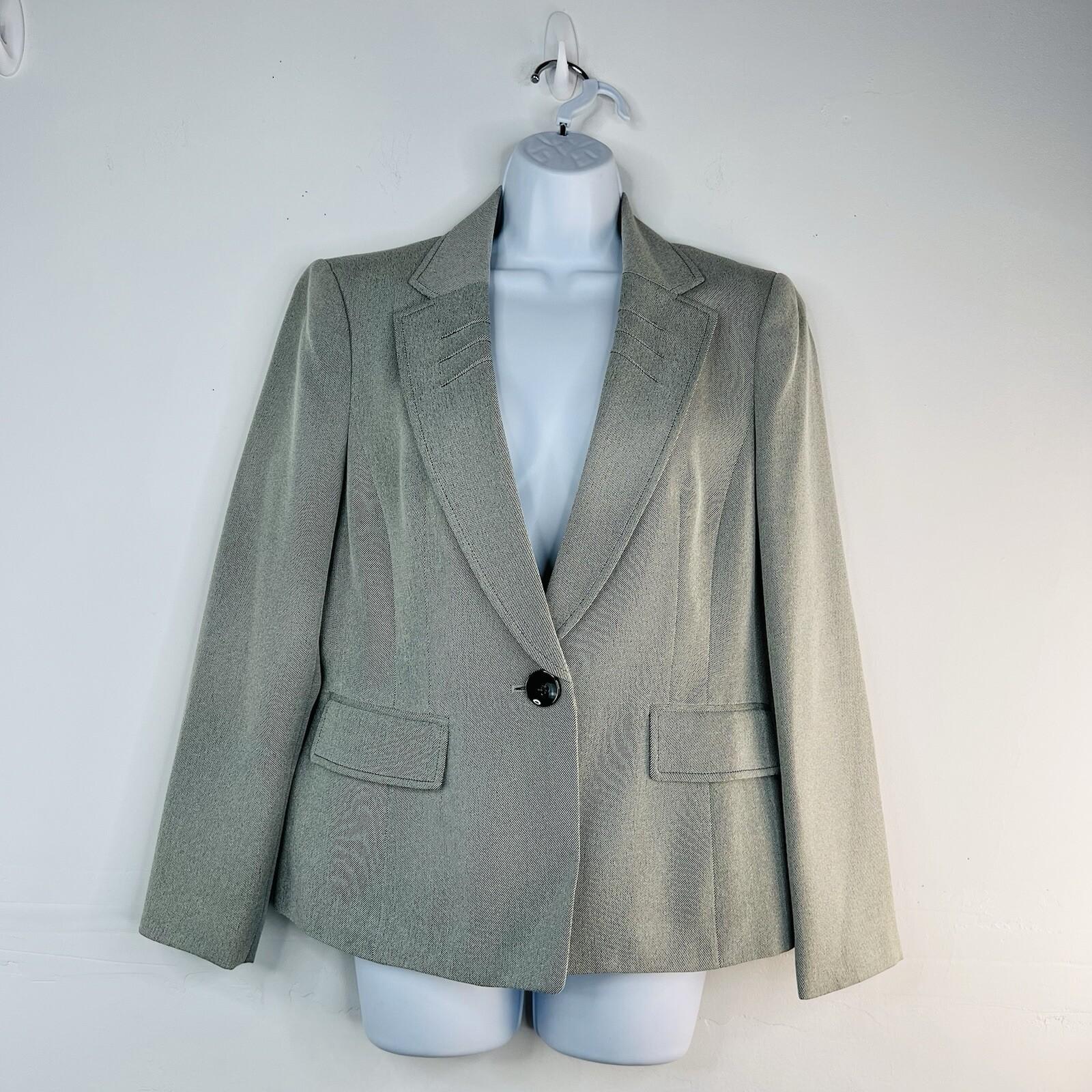 Le Suit Women Polyester Pant Suit 12P Light Gray Notch Collar Crepe Career 2PC