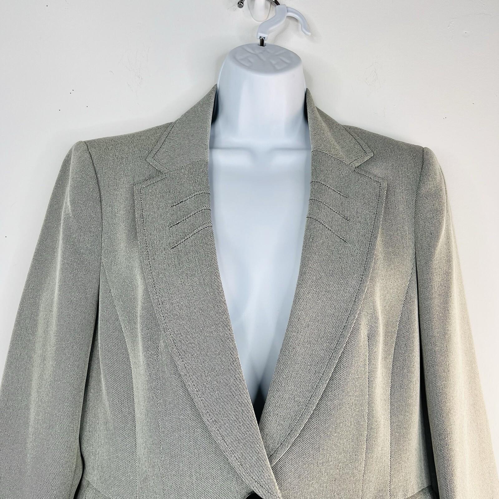 Le Suit Women Polyester Pant Suit 12P Light Gray Notch Collar Crepe Career 2PC