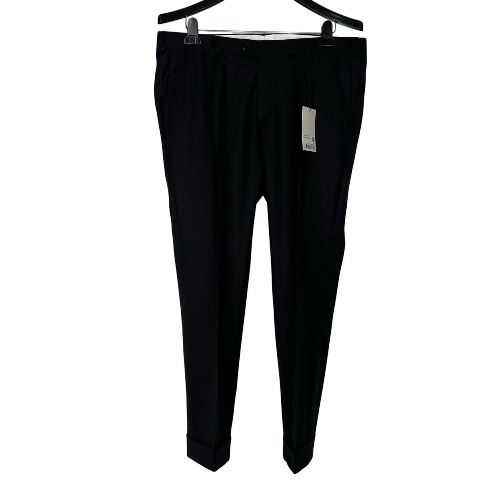 SuitSupply Brescia Wool Straight Tapered Leg Pants 40x31 Black Pleated Front New