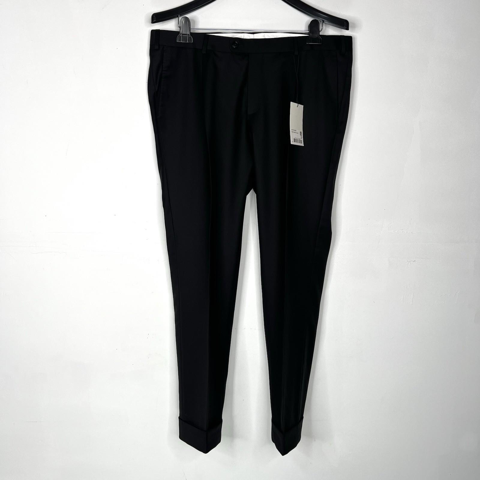 SuitSupply Brescia Wool Straight Tapered Leg Pants 40x31 Black Pleated Front New