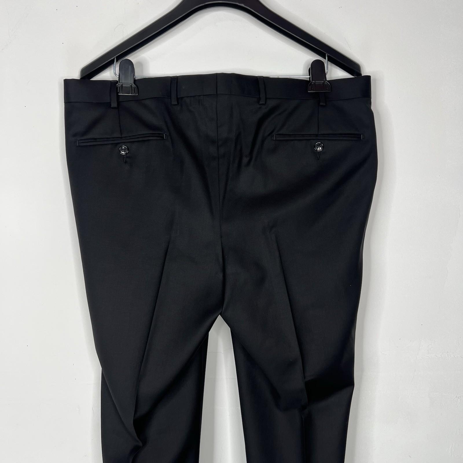 SuitSupply Brescia Wool Straight Tapered Leg Pants 40x31 Black Pleated Front New