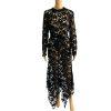 Beautiful high Low Lace dress Size L Black See Through Belted Gothic Grunge
