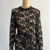 Beautiful high Low Lace dress Size L Black See Through Belted Gothic Grunge
