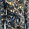 Beautiful high Low Lace dress Size L Black See Through Belted Gothic Grunge