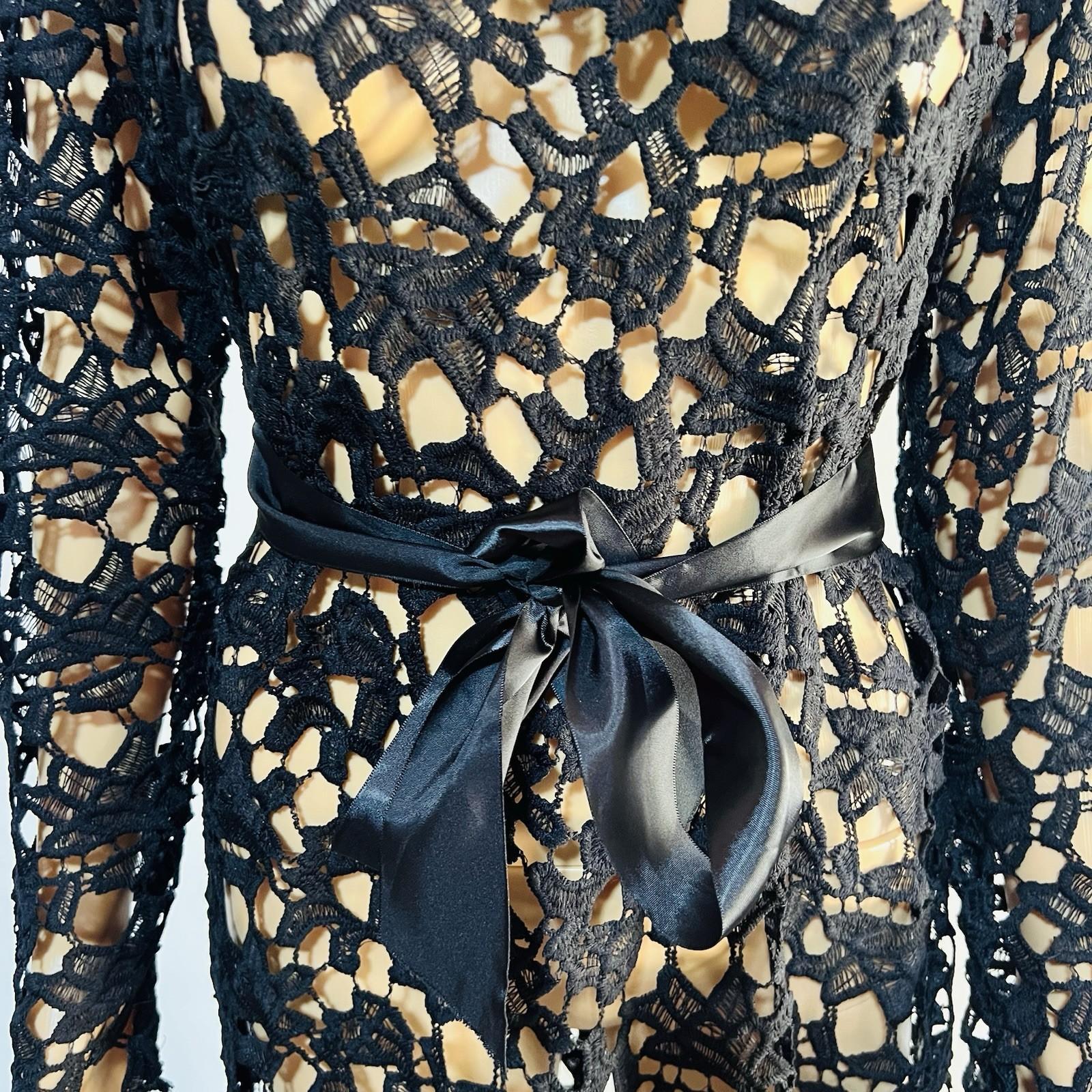 Beautiful high Low Lace dress Size L Black See Through Belted Gothic Grunge