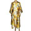 N By Nancy Button Down Mid Length Dress Size S Yellow Floral Bubble Sleeves New