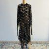Beautiful high Low Lace dress Size L Black See Through Belted Gothic Grunge