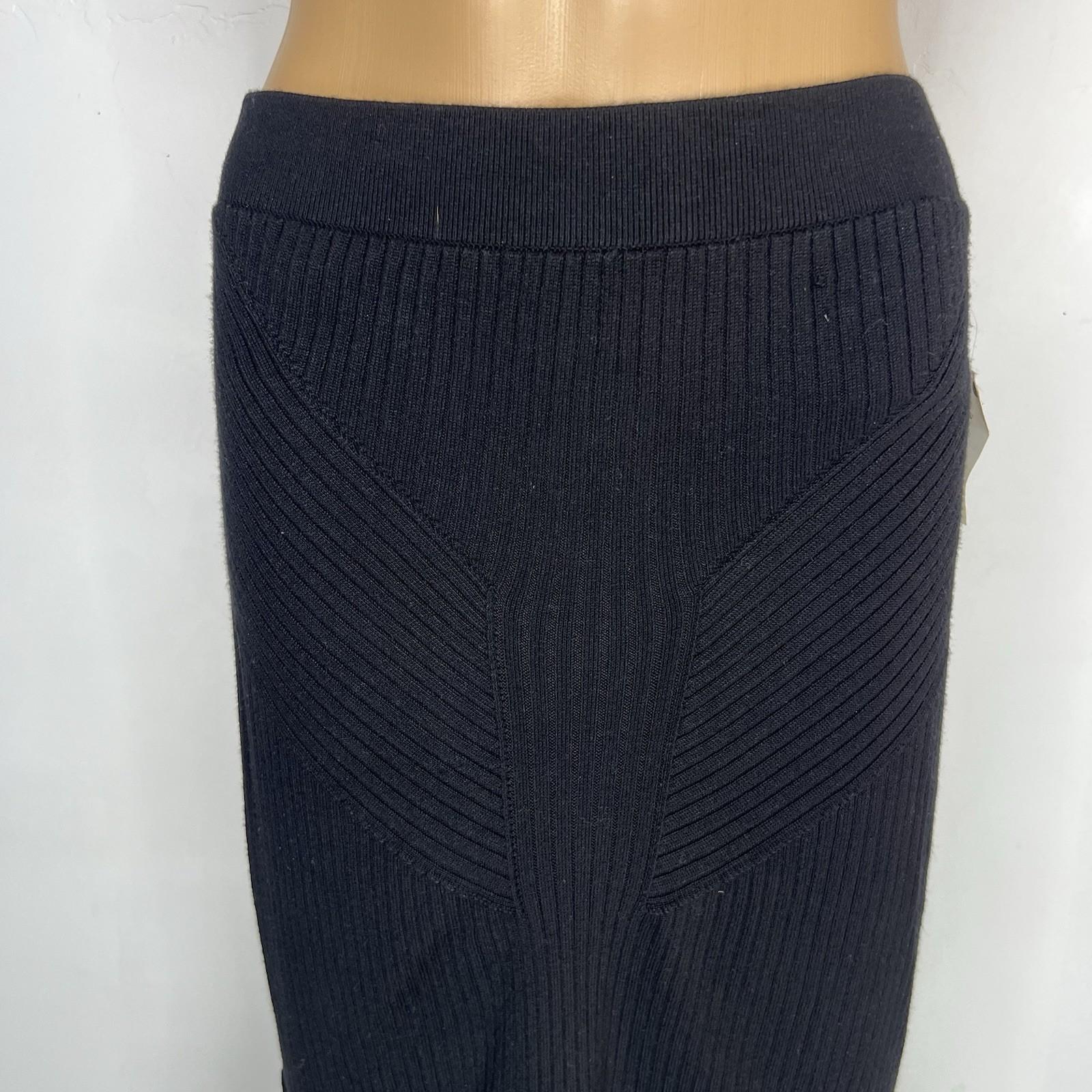 Anthropologie Women Knit Sheer Black Stretch Maxi Skirt Size M Stretch New