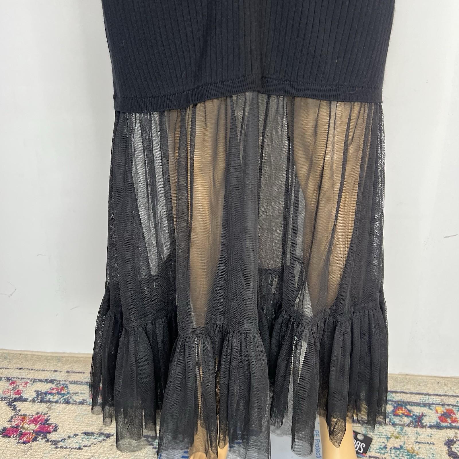 Anthropologie Women Knit Sheer Black Stretch Maxi Skirt Size M Stretch New