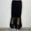 Anthropologie Women Knit Sheer Black Stretch Maxi Skirt Size M Stretch New