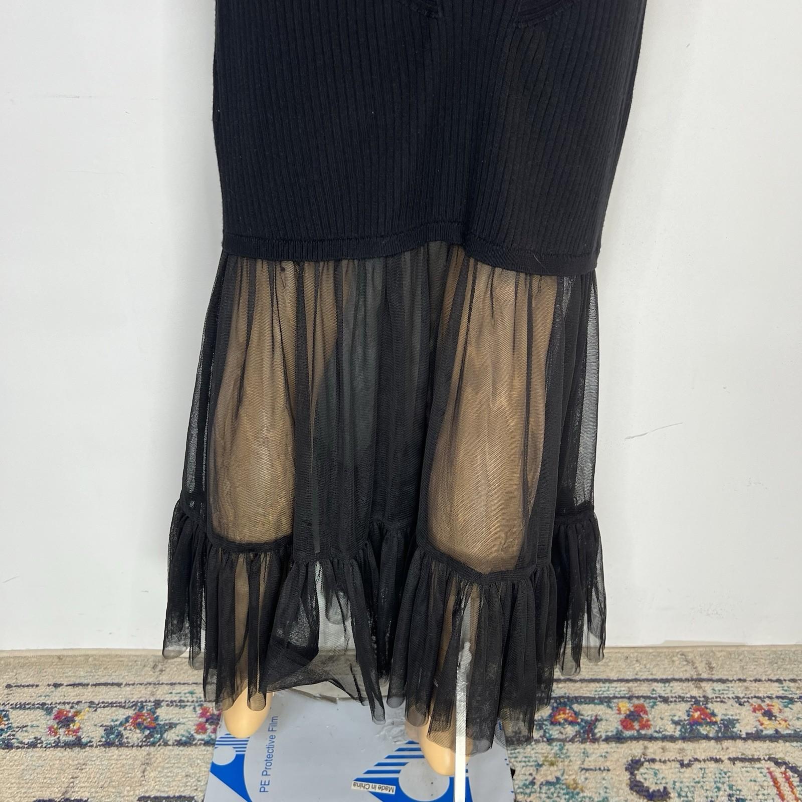 Anthropologie Women Knit Sheer Black Stretch Maxi Skirt Size M Stretch New