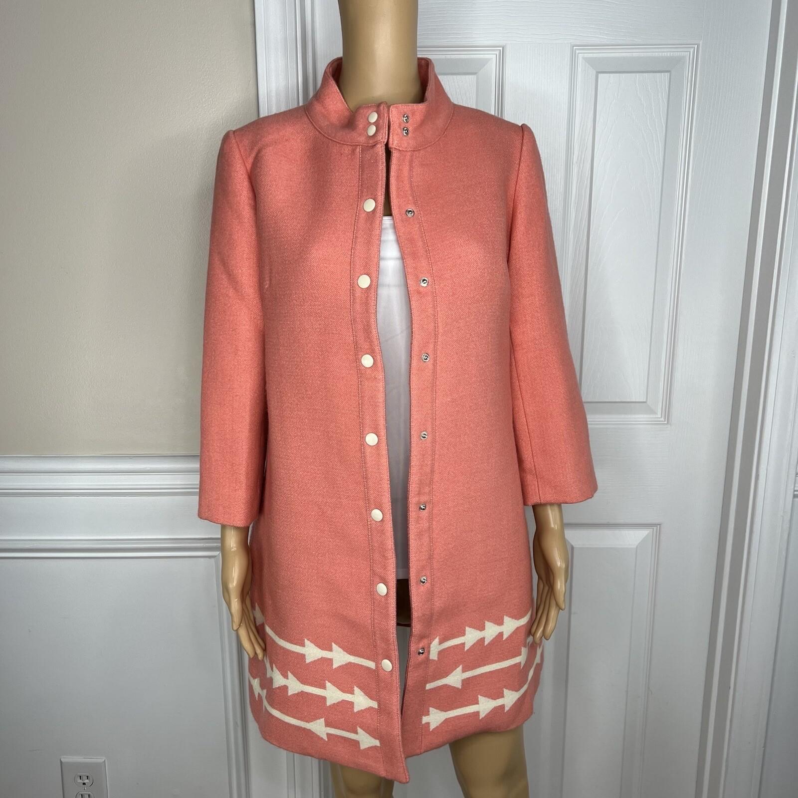 Anthropologie Lauren Moffatt Women Eastward Coral Wool Acrylic Lined Coat SZ M